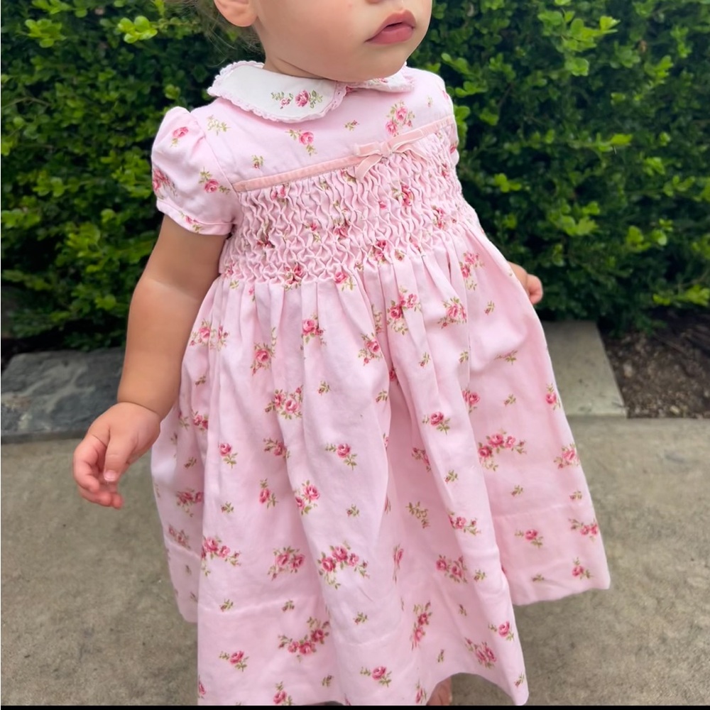First impressions Floral Pink rose toddler  Dress 18mo Peter pant